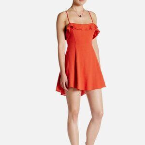 Free People Dress cotton ruffle racerback mini womens Orange (xsmall) boho party
